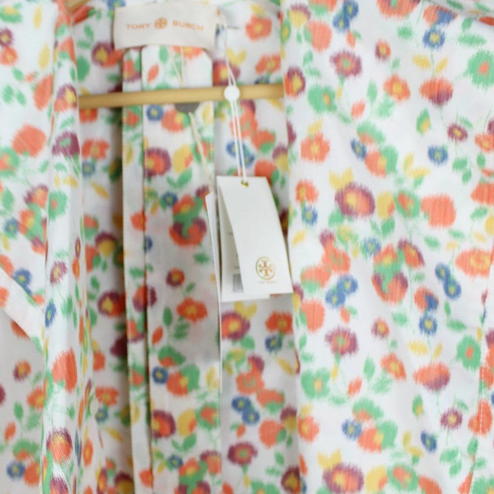 NEW Tory Burch Double-breast Runway Trench Coat, Tossed Confetti, Size10, Belted - Picture 6 of 16